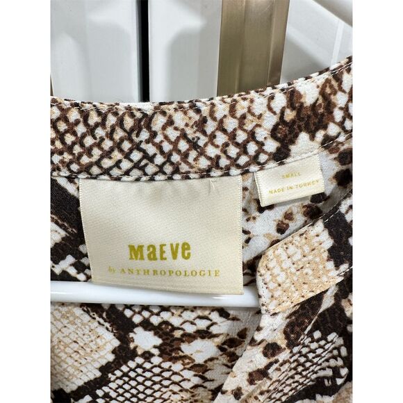 Maeve Anthropologie Juno Snake Print Dress Brown Knee‎ Length Size S Standard - Picture 3 of 8